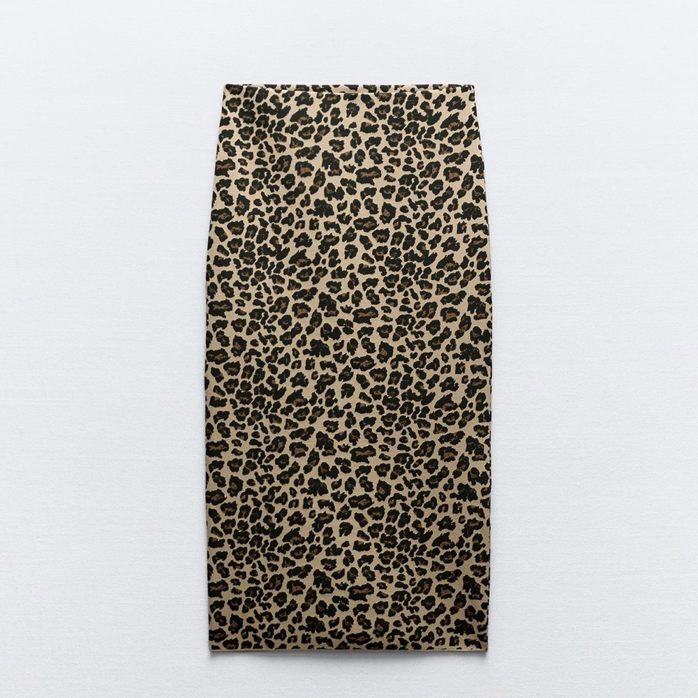 ZARA Animal Print Stretch Knit Skirt Small